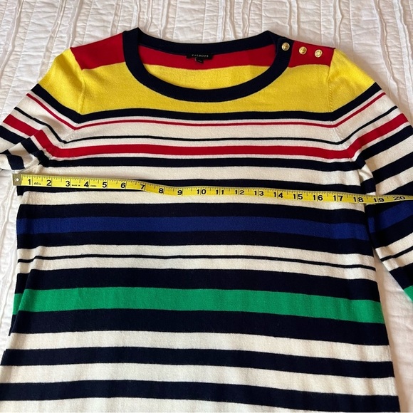 TALBOTS Nautical Striped Sweater Blouse Top Multicolored Long Sleeve SZ L - Picture 9 of 12